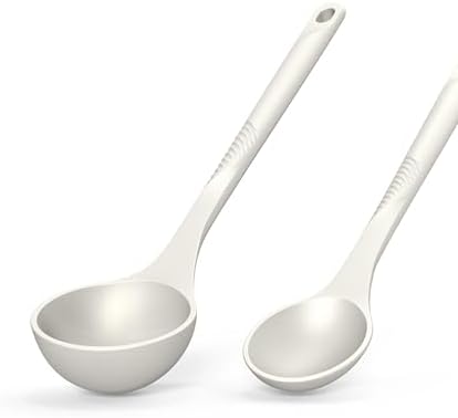 Silicone Cooking Utensils Set - 600°F Heat Resistant, Nonstick Kitchen Utensil Set with Spatulas, Spoons, Whisk, Tongs, BPA Free, Dishwasher Safe, Cream White