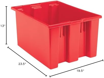 Akro-Mils 35230 Nest and Stack Plastic Storage Container and Distribution Tote, (23-1/2-Inch L x 19-1/2-Inch W x 13-Inch H), Red, (3-Pack)