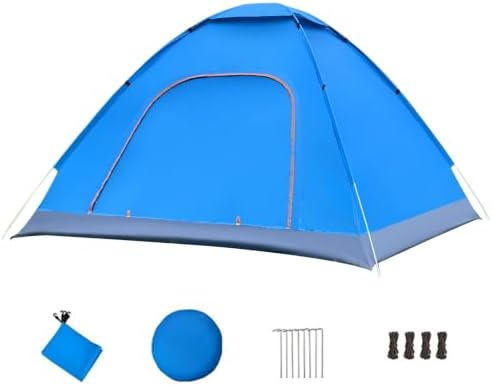 2 Person Pop Up Tent Lightweight Camping Tent Waterproof Backpack Tent Single Door with Skylight Quick Setup Compact Foldable Design