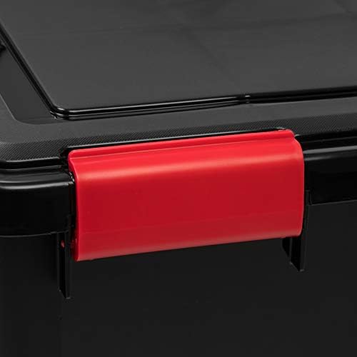 IRIS USA 4-Pack 74 Qt Storage Bins with Gasket Lids, Black/Red
