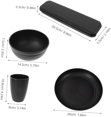 4 Sets Black Camping Utensil Set with Case, PP Flatware