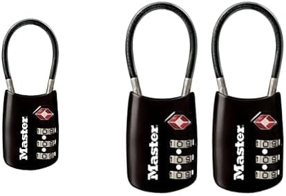 Bundle of Master Lock TSA Approved, Set Your Own Combination Luggage Lock, Cable Shackle is 1-3/16 in. Wide, 4688D (Color May Vary) + Master Lock Padlock, 4688T, (Color May Vary) 2 Count (Pack of 1)