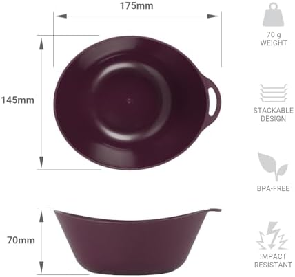 Lifeventure Ellipse Plastic 4-Piece Tableware Set: Knife/Fork/Spoon, Plate, Bowl, Mug for Camping, Travel & Outdoor