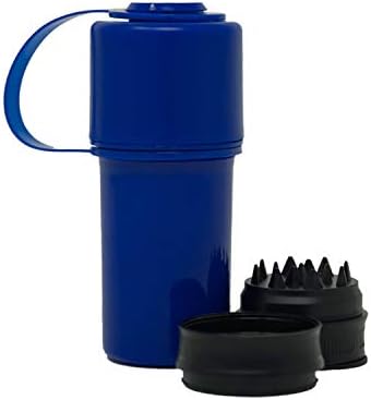 Hemper Keeper 3-in-1 Grinder & Storage Container – Compact Organizer with Removable Grinder, Dual Compartments for Raw & Ground Materials, Travel-Friendly with Clip Attachment – (Blue)