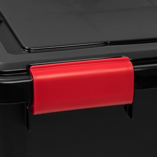 IRIS USA 3-Pack 106 Qt Storage Bins with Gasket Lids, Black/Red