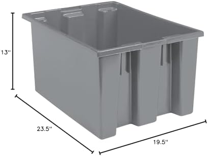 Akro-Mils 35230 Nest and Stack Plastic Storage Container and Distribution Tote, (23-1/2-Inch L x 19-1/2-Inch W x 13-Inch H), Gray, (3-Pack)