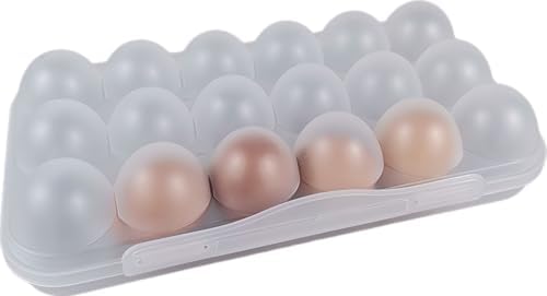 ZeQi 18Grid Clear Shatterproof Egg Plastic Storage Container– Transparent Organizer Box for Kitchen, Pantry, Fridge, Travel, Durable Reusable, Camping
