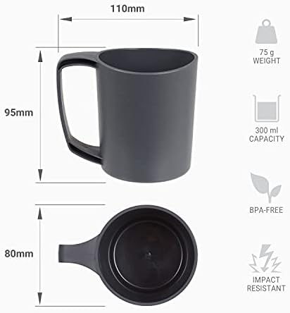 Lifeventure Ellipse Plastic 4-Piece Tableware Set: Knife/Fork/Spoon, Plate, Bowl, Mug for Camping, Travel & Outdoor