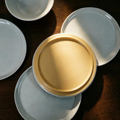 Melamine Dinnerware Set for 4, Unbreakable Plates and Bowls, Gray