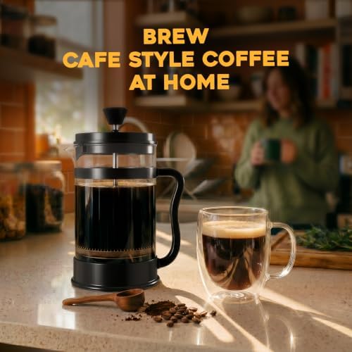 Utopia Kitchen Borosilicate Glass French Press Coffee Maker 21 Oz, Black