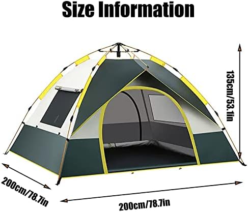 HUHJYUGE 2/4 Person Tent Water Resistant, Instant Pop Up Tent for Camping Weatherproof, Easy Setup Beach Tent Sun Shelter, Ventilated Mesh Windows, for Backpacking, Hiking (B 3 Person)