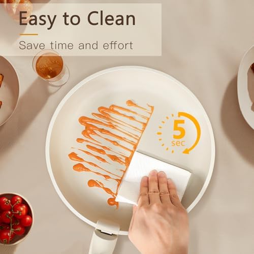 GIPP Pots and Pans Set Non Stick,Kitchen Ceramic Cookware Set Detachable Handle, Non Toxic Cooking Pan Set with Frying Pans Set,RV Cookware Sets for All Stoves, Cream White, 21PCS