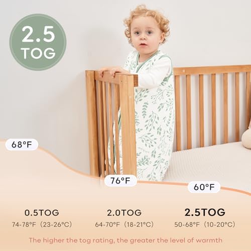 Yoofoss Baby Sleep Sack 18-24 Months Organic Cotton TOG 2.5 2-Way Zipper