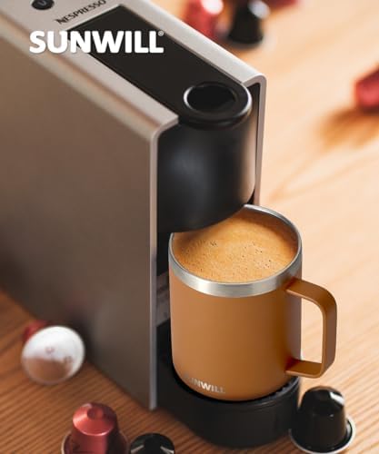 SUNWILL Insulated Coffee Mug, Stainless Steel 14 oz, Splash-Proof Lid