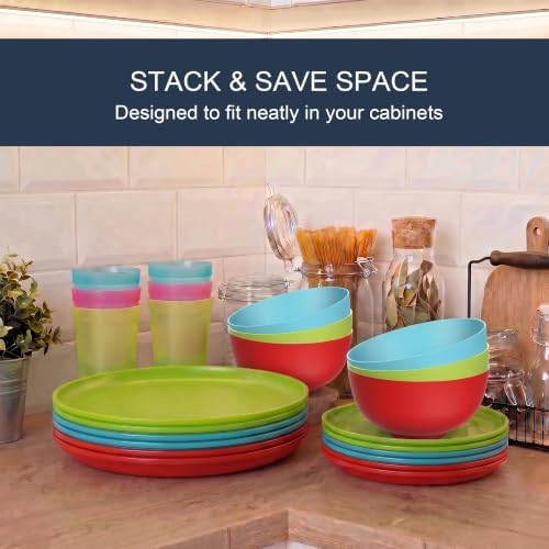 42 Piece Dinnerware Set for 6, Unbreakable Plates and Bowls Sets