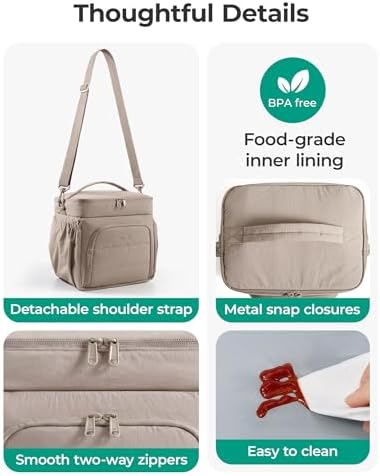 BAGSMART Puffy Insulated Lunch Bag, Lightweight Large 14L Double Deck