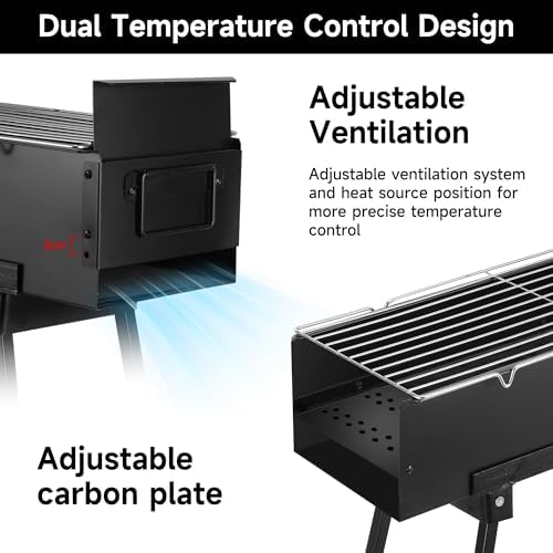 Charcoal Grill, Portable BBQ Grill with Removable Stand & Shelf