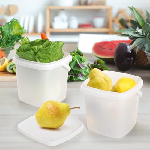 Yopay 20 Pack Plastic Bucket with Lid, 68 OZ Ice Cream Container with Handle, White Sealable Square Food Grade Deli Storage Pails for Pickles Paint Water, Art Crafts Projects