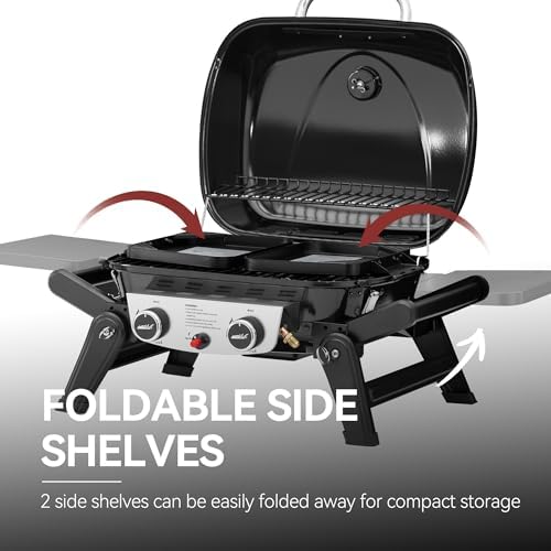 GT2005 2-Burner Portable Propane Gas Grill Black