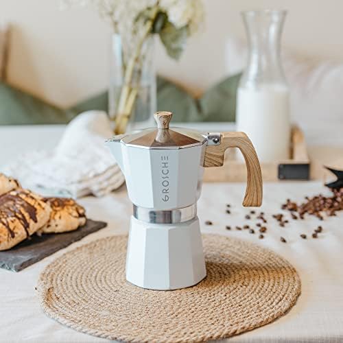 GROSCHE Milano Stovetop Espresso Maker Moka Pot 6 espresso Cup 9.3 oz White