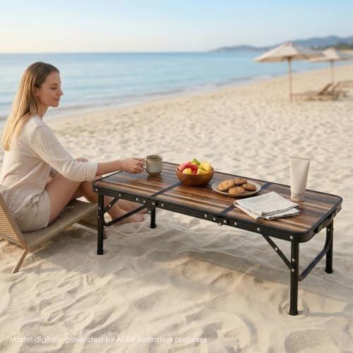 Folding Picnic Table 3ft Portable Camping Table Adjustable Heights