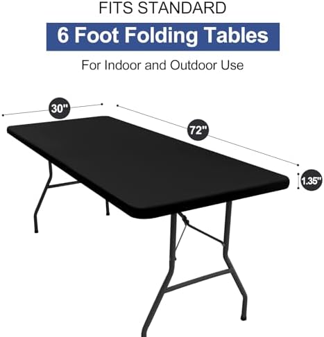 homing Rectangle Table Cloth Cover 4 Foot Black Elastic Fitted Tablecloth