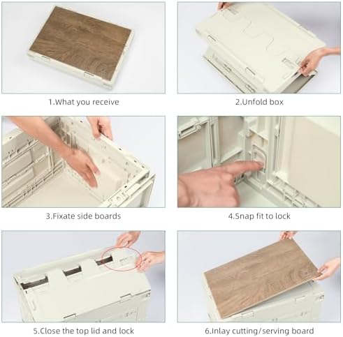 Collapsible Camping Storage Bin 26L with Lockable Doors & Cutting Board
