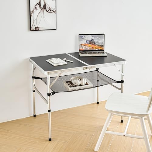 YUFIFAIRY Folding Camping Table, 36''L x24''W, Portable Aluminum Camp Table