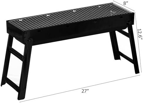 Gardenised Portable Standing Charcoal Grill Foldable Stainless Steel BBQ for Camping Backyard Tailgating Hiking Picnic Travel Beach Party Garden Gathering Poolside Cooking Skewers & Outdoor Barbecue
