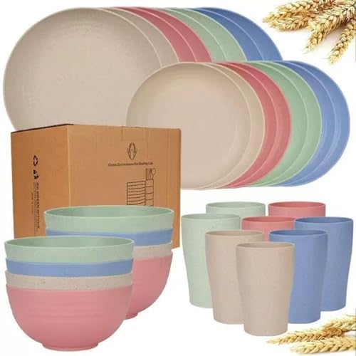 Wheat Straw Tableware Set, 16 Pieces (for 4 People)