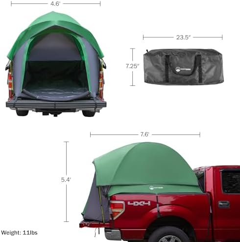 Truck Bed Tent - Water-Resistant Vented Camper Shell - Fits 5.5 to 6ft Truck Bed - 2 Person Camping Tent with Carry Bag by Wakeman Outdoors