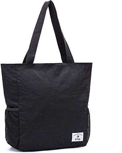 ETidy Large Capacity Foldable Tote Bag With Zipper Water-resistant SandproofWomen Beach Bag Handbag GymBag Travel ShoppingBag