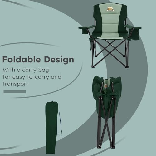 Colegence Oversized Folding Camping Chair for Adults, 450 lb, Dark Green