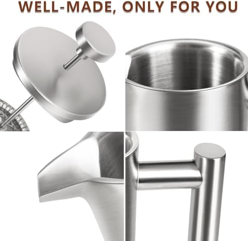 French Press 34 OZ, Durable Stainless Steel French Press Coffee Maker