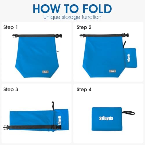 Pet Food Storage Bag Travel Dog Food Container 2PCS Collapsible Dog Travel Bowls and Zipper Side (Blue, Small)