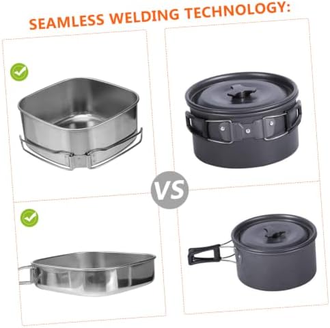 Stainless Steel Camping Cookware Set for 3 to 4 People