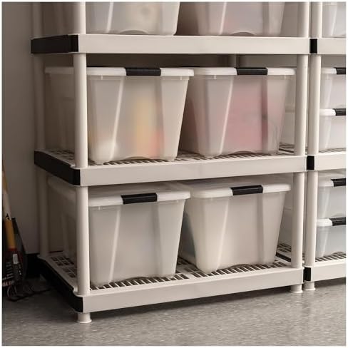IRIS USA 8 Pack 54 Qt Storage Bin Plastic Gasket Box, Tight Latching Lids, Pearl