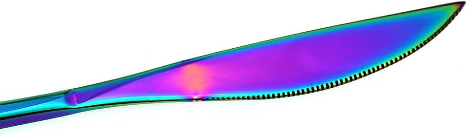 7 Pcs Portable Flatware Set, 304 Stainless Steel Cutlery Set Travel Utensils Set with Fork Spoon Chopsticks Straws for Travel Camping Office School, Dishwasher Safe & Eco-Friendly (Rainbow)