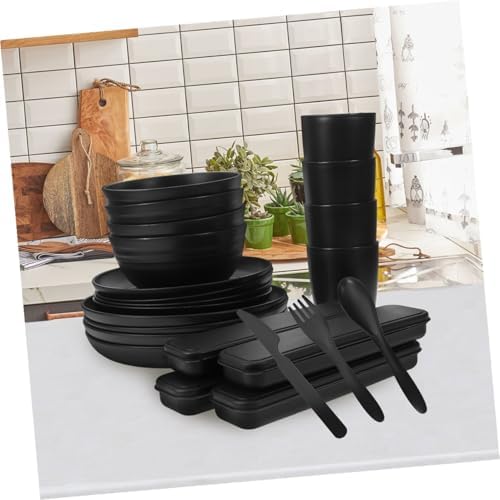 Black 4 Set Reusable PP Utensils Set Xmas for Camping Picnic