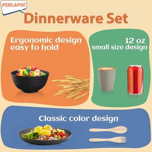 Wheat Straw Dinnerware Sets 20 PCS - Unbreakable Plates and Bowls Set