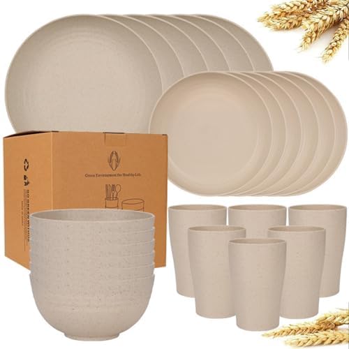 Wheat Straw Tableware Set, 16 Pieces (for 4 People)