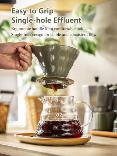 Gomakren Pour Over Coffee Maker Ceramic Coffee Dripper, Single-Hole Cone