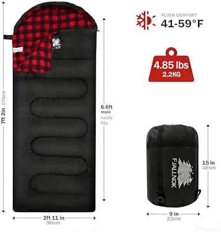 100% Cotton Flannel XXL 3-4 Season Sleeping Bags for Adults
