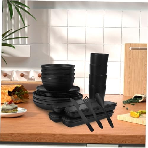 PP Utensil Set, Xmas Black Reusable 4 Sets Portable Camping Picnic