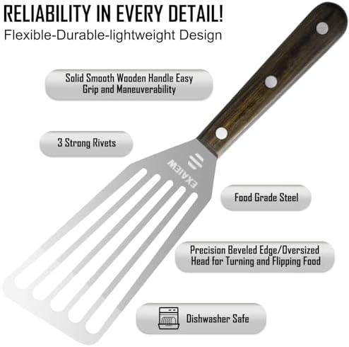 2 Pcs Fish Spatula Stainless Steel,Commercial Metal Spatula Turners