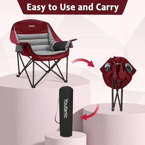 Youtanic Oversized Camping Chair, Portable Folding Camping Chairs
