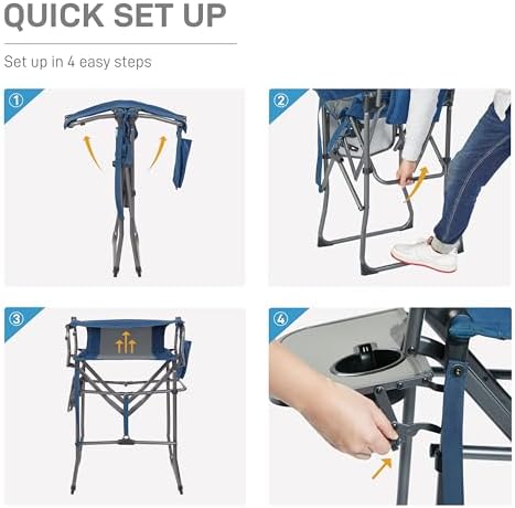 EVER ADVANCED Portable 30.7" Seat Height Tall Camping Directors Chair
