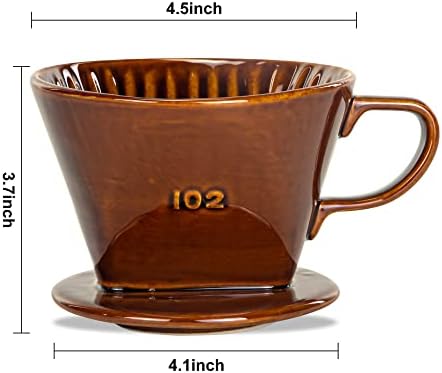 Pour Over Ceramic, Coffee Dripper Ceramic Coffee Maker,Brown