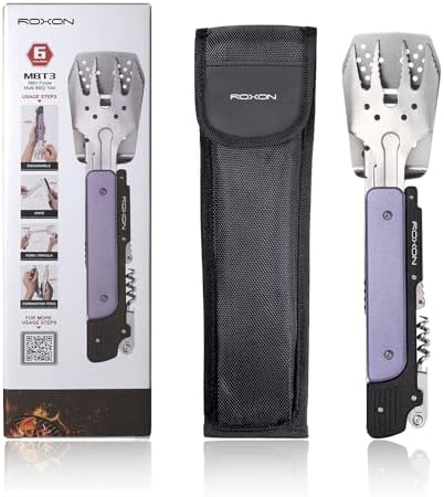 ROXON 6-in-1 Grill Tools Set, Metal Griddle Accessories Kit for Blackstone