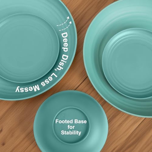 Wheat Straw Dinnerware Sets 32-Piece, Plate and Bowl set - Green